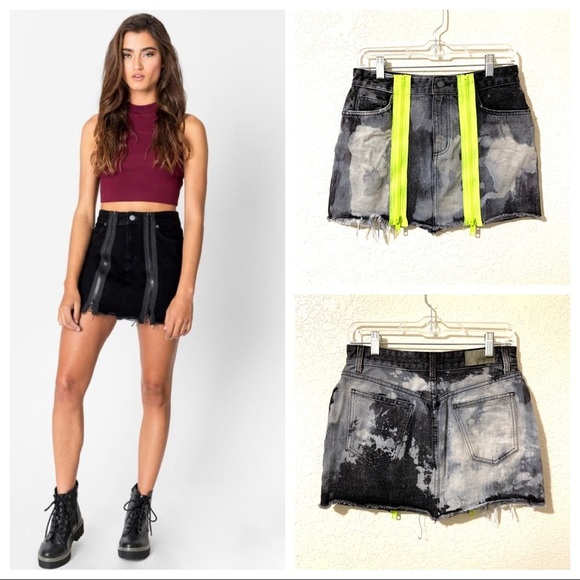 Carmar Acid Wash Denim Mini Skirt - Picture 1 of 14